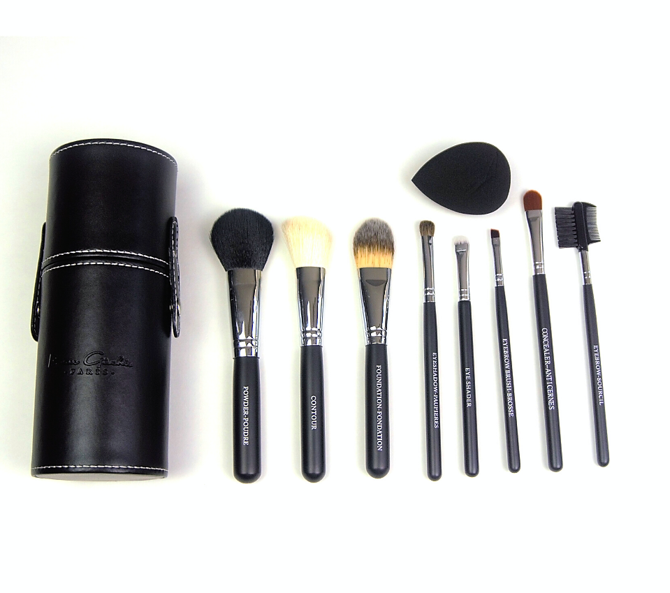 8 Piece Makeup Brush Set with Leather Case PLUS Bonus Applicator Sponge
